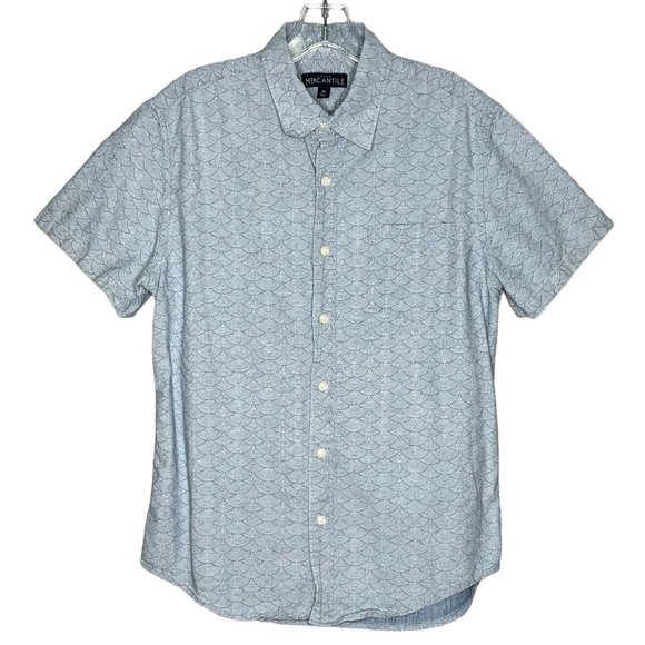 J. Crew Shirt Mens Medium Blue Geometric Button Up Casual Workwear Preppy - Picture 1 of 7